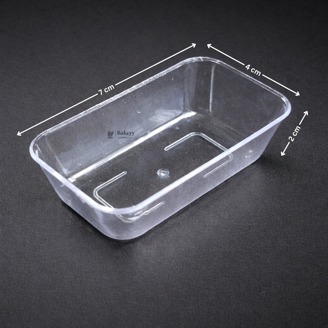 Clear Rectangular Dessert Cup | Transparent Plastic Dessert Tray | Mini Serveware for Parties | Pack of 24