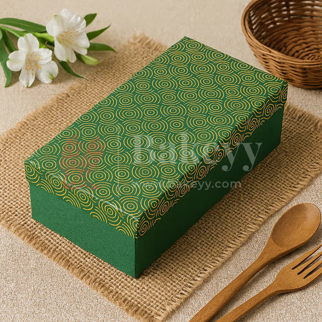 13x6x4 Inch | Rigid Rectangle Shaped Gift Box | Hamper Box | Green | 1 Piece