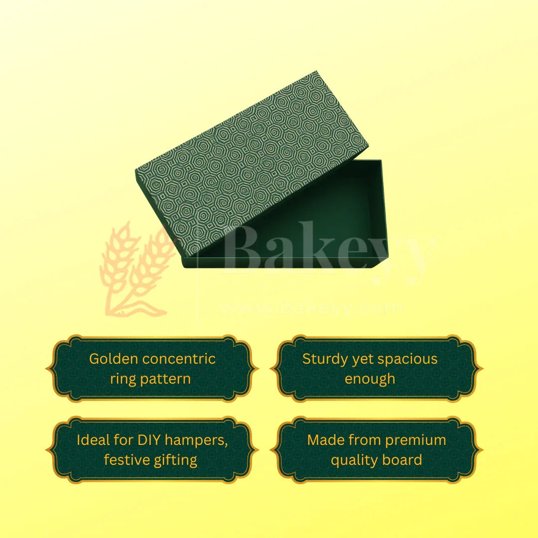13x6x4 Inch | Rigid Rectangle Shaped Gift Box | Hamper Box | Green | 1 Piece
