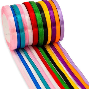 1/4 Inch Satin Ribbon Roll | Premium Decorative Gift Wrapping Ribbon for Packaging | 6.5 Meter Length Per Roll | Pack of 20