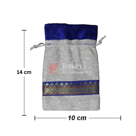10x14 CM | Elegant Jute Blue Drawstring Gift Bag | Drawstring Bags | Pack of 10 - Bakeyy.com - India - 10x14 CM | Elegant Jute Blue Drawstring Gift Bag | Drawstring Bags | Pack of 10 - Default Title