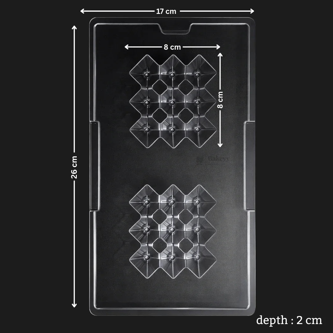 Mould 648 | Diamond Grid Chocolate Mould | 2 Cavity | Party Favor Mould | Pack of 1 - Bakeyy.com - India - Mould 648 | Diamond Grid Chocolate Mould | 2 Cavity | Party Favor Mould | Pack of 1 - Default Title 70.00