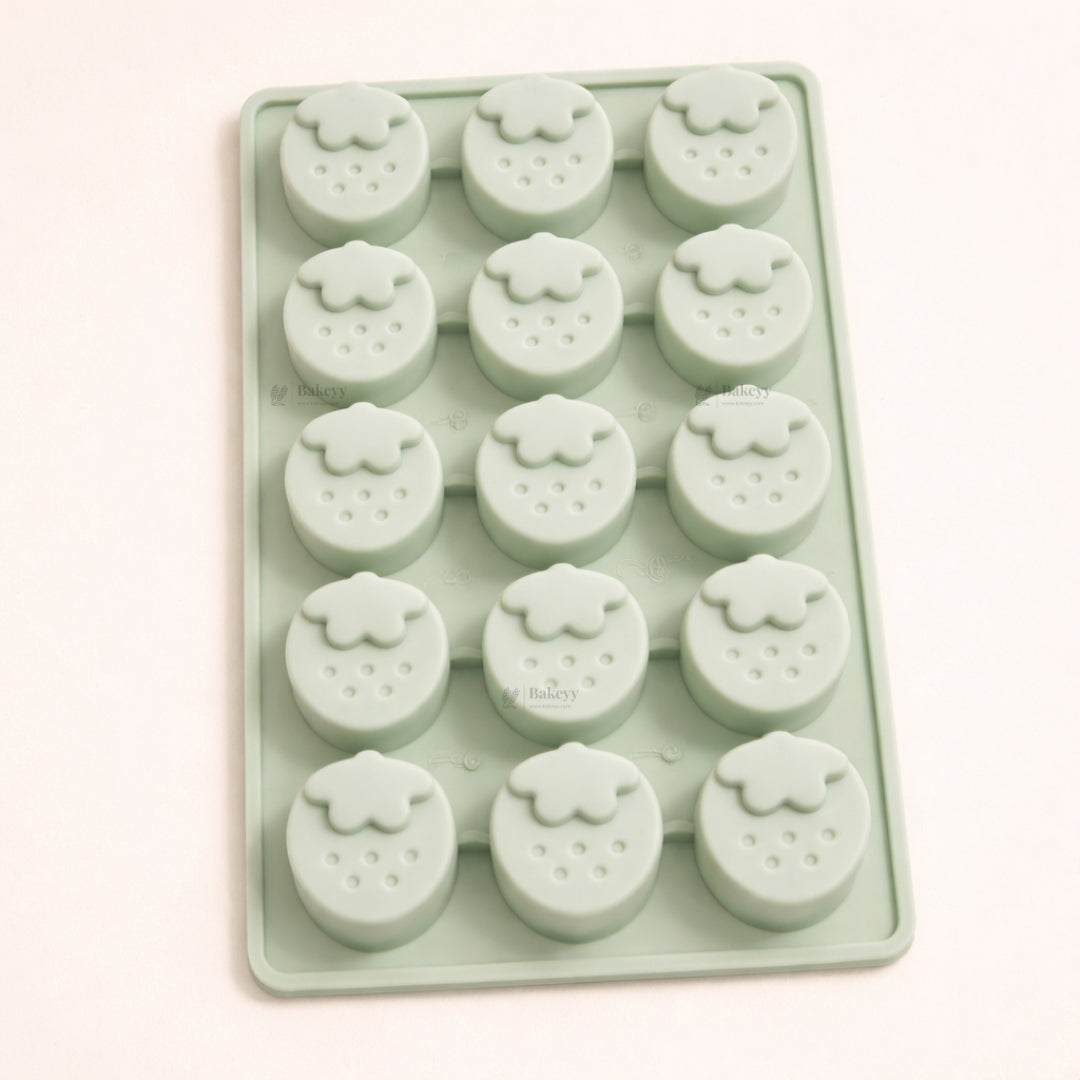 15 Cavity | Strawberry Button Design Silicone Chocolate Mould | Pack of 1