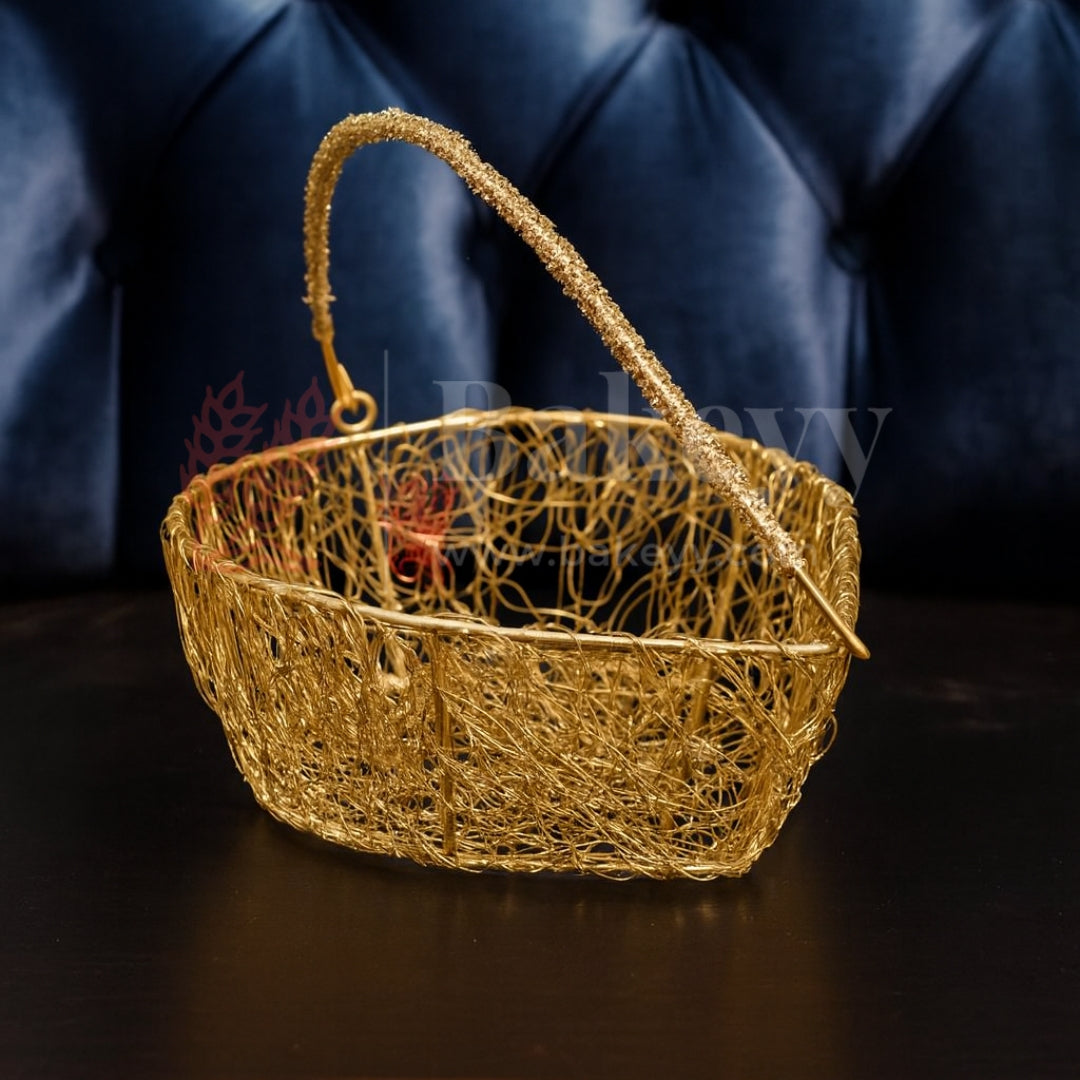 Heart Gold Metal Basket | 1 Piece