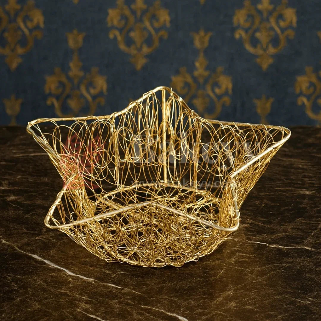 Star Gold Metal Basket | 1 Piece - Bakeyy.com - India - Star Gold Metal Basket | 1 Piece - Small