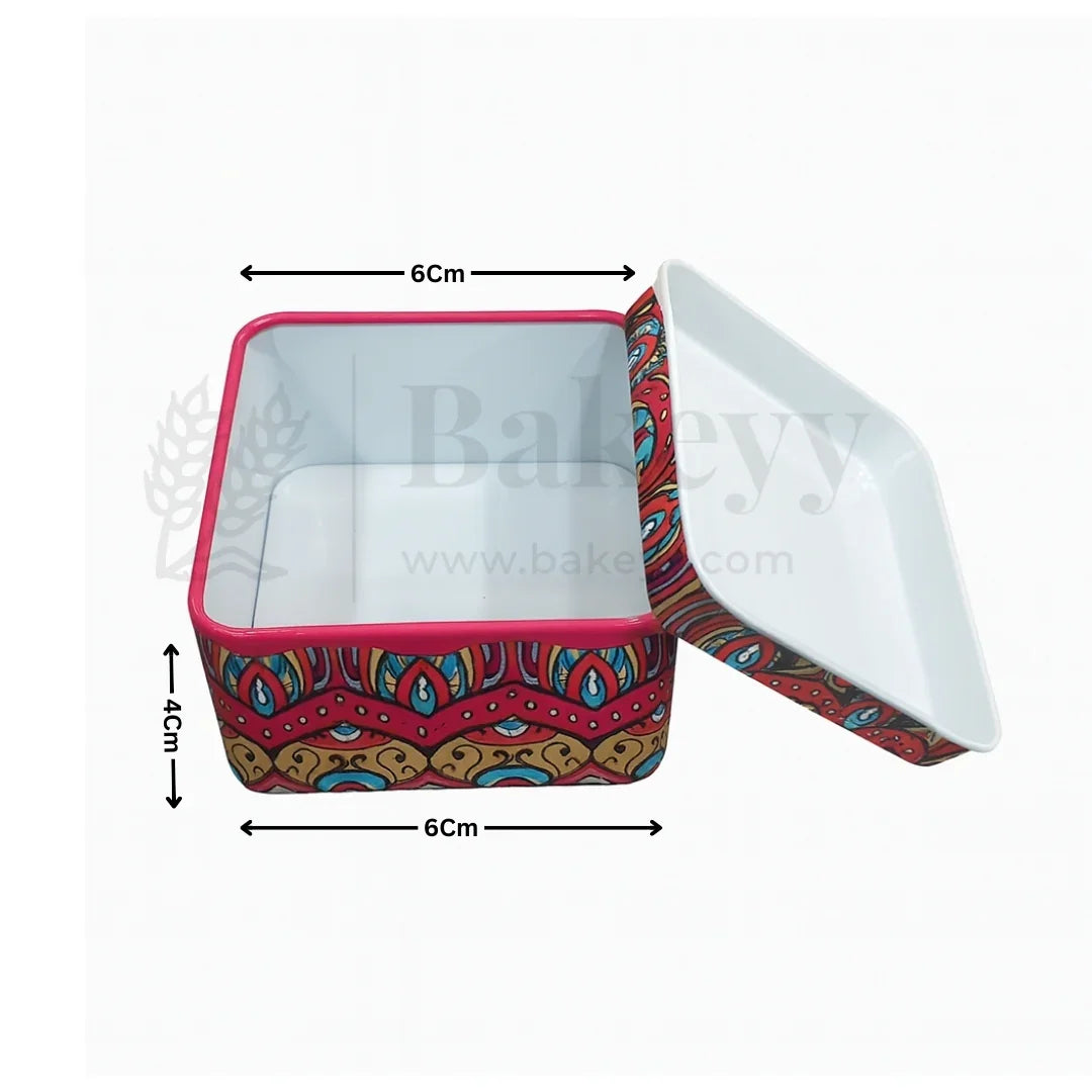 6x6x4Cm| Square Mandala Tin Box| Random Print Mandala Tin Box| Pack of 12