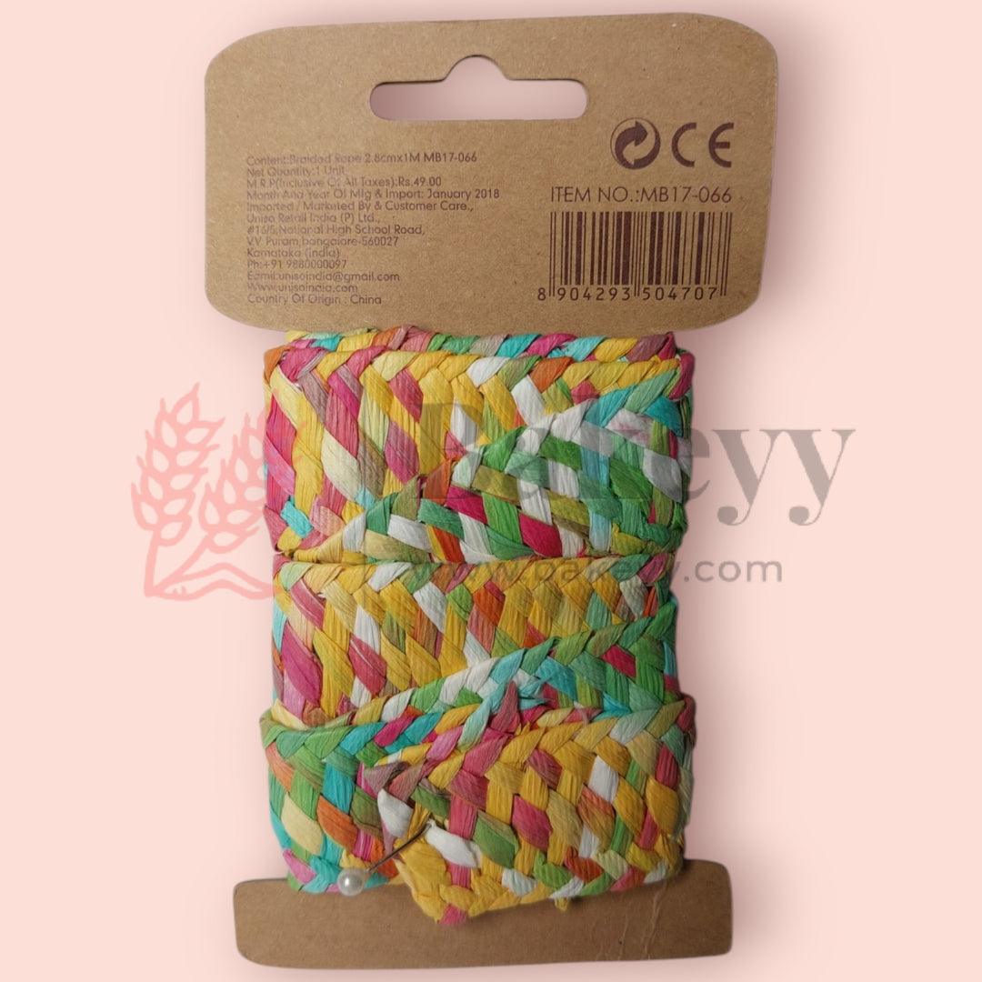 Multicolour Braided Ribbon| Perfect for Gift Packaging, DIY Crafts| 1 Piece - Bakeyy.com - India - Multicolour Braided Ribbon| Perfect for Gift Packaging, DIY Crafts| 1 Piece - Default Title