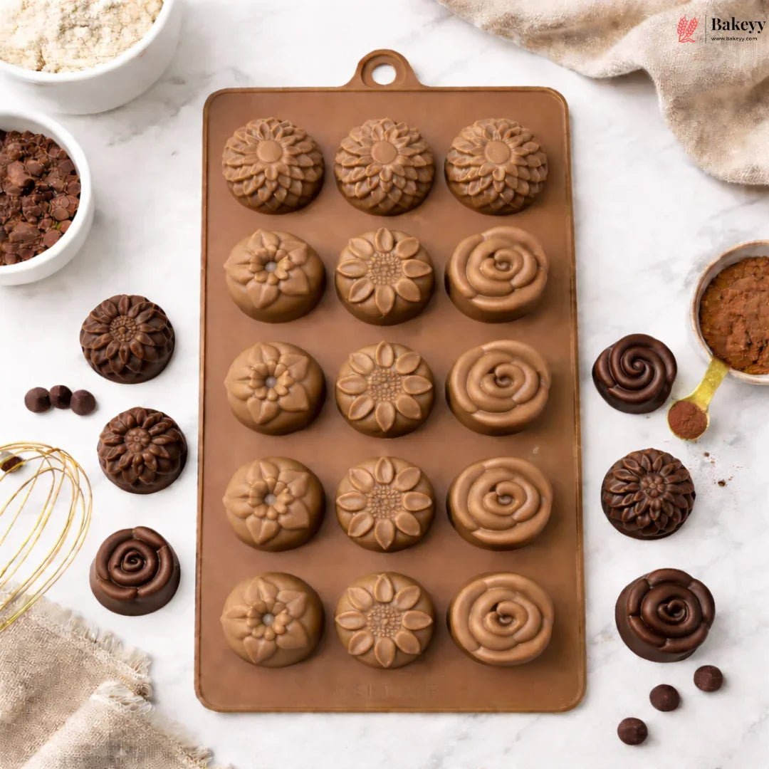 15 Cavity Flower Design | Silicon Chocolate Mould | Pack of 1