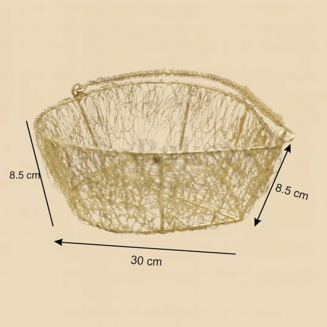 Heart Gold Metal Basket | 1 Piece