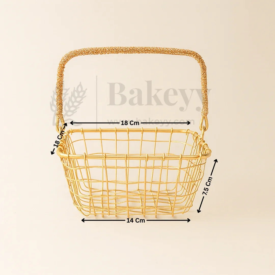 17x17x7.5 Cm Small Square Jala Metal Basket | 1 Piece - Bakeyy.com - India - 17x17x7.5 Cm Small Square Jala Metal Basket | 1 Piece - Default Title