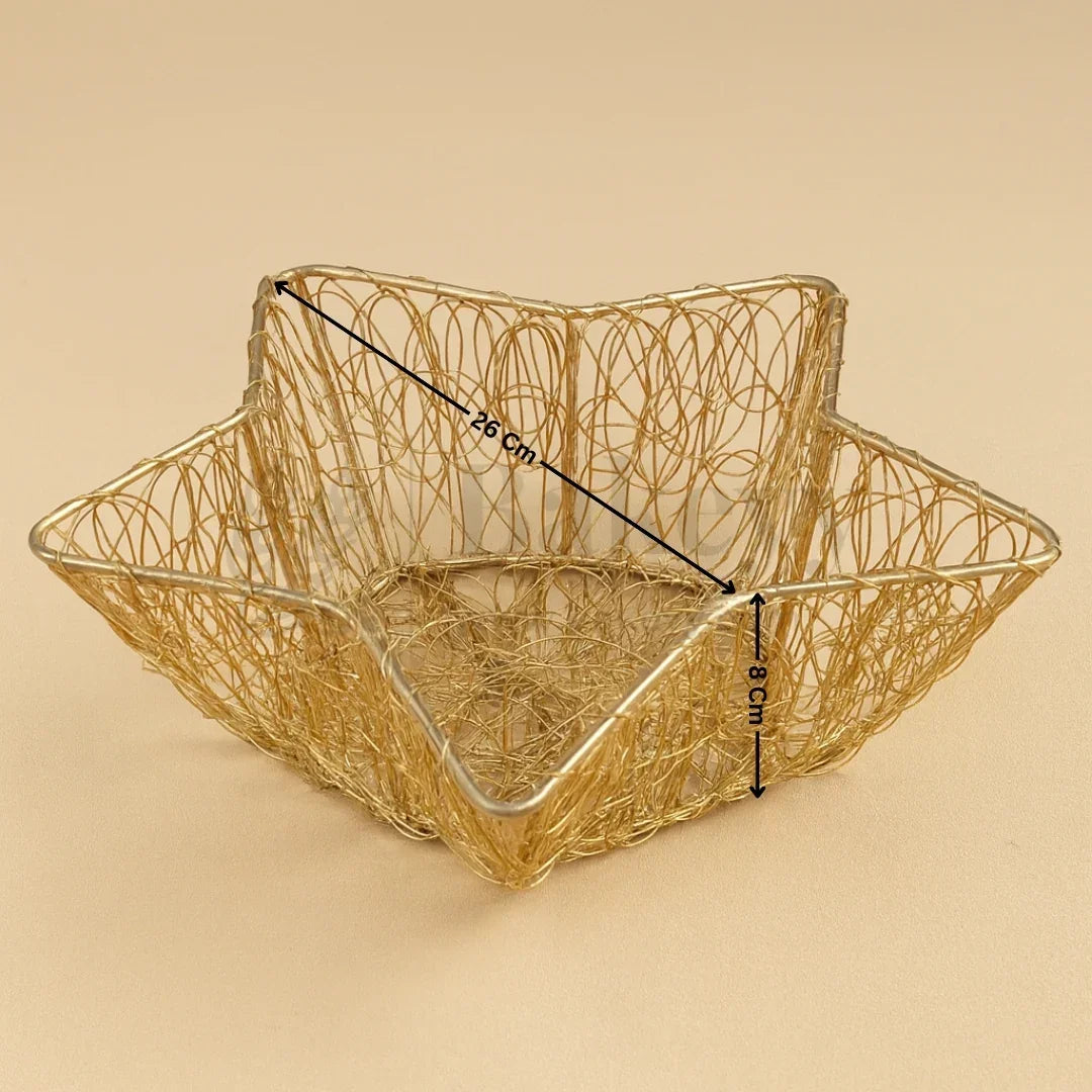 Star Gold Metal Basket | 1 Piece - Bakeyy.com - India - Star Gold Metal Basket | 1 Piece - Medium