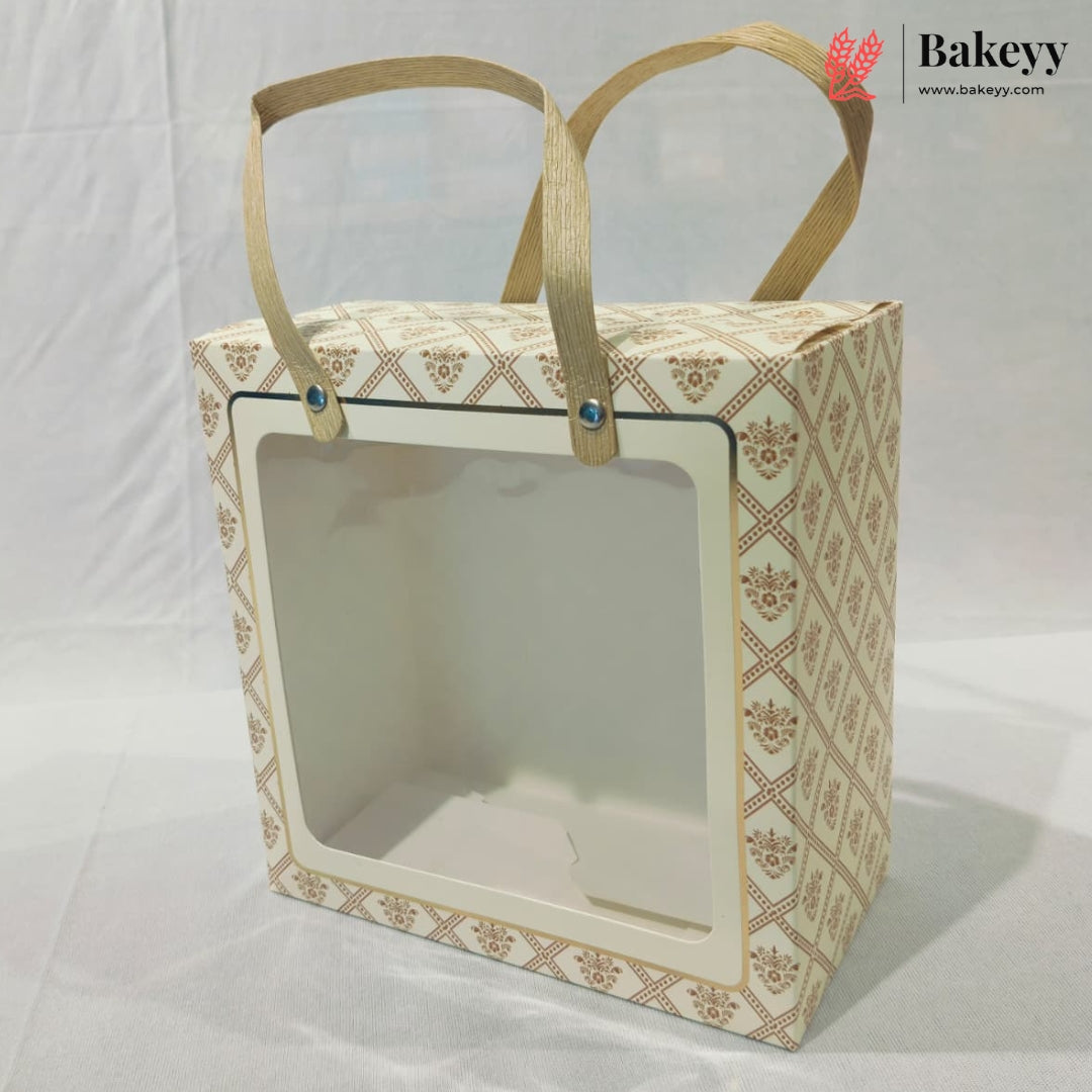 Designer Printed Gift Box Set of 3 | Transparent Window & Carry Handle | Premium Hamper Packaging