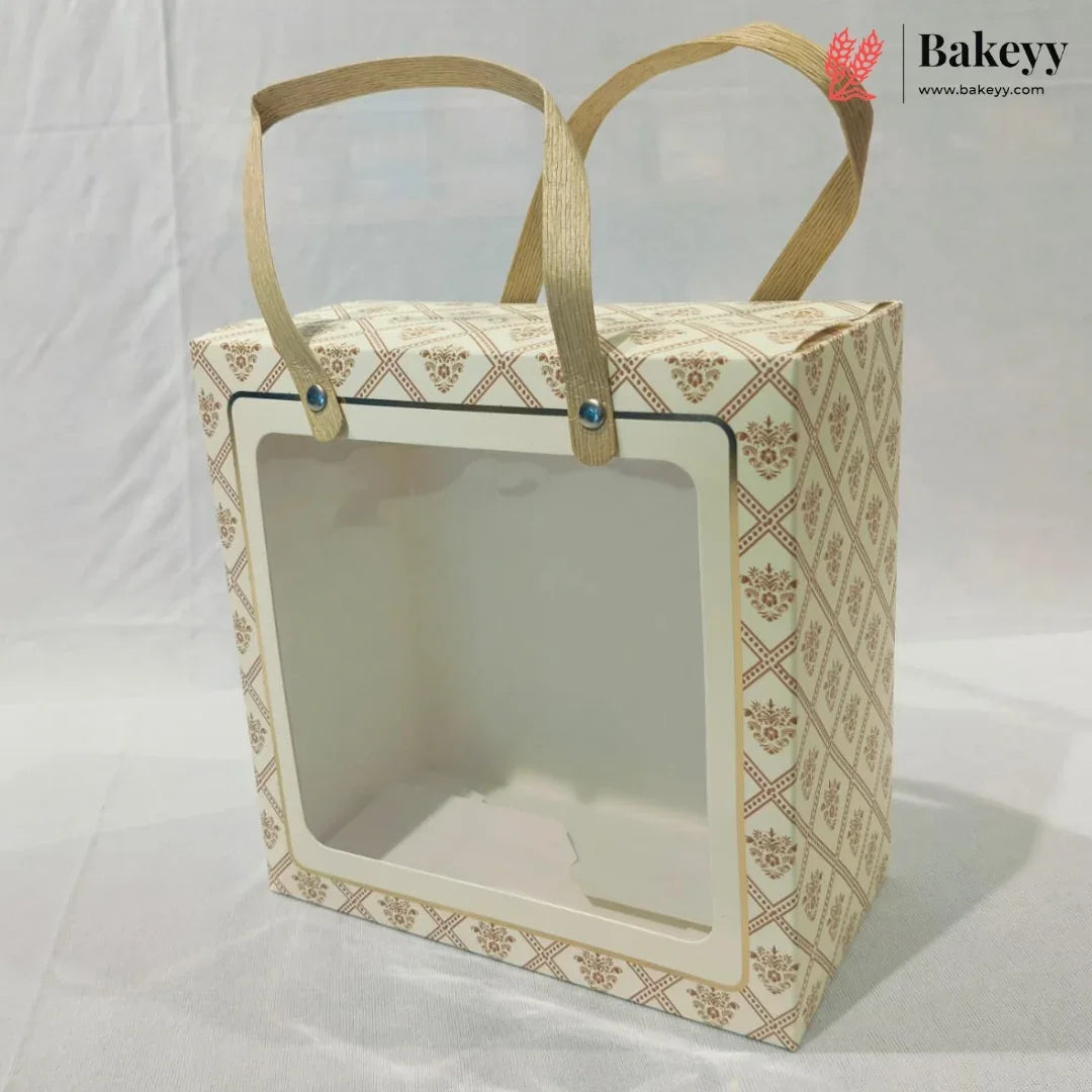 Designer Printed Gift Box Set of 3 | Transparent Window & Carry Handle | Premium Hamper Packaging