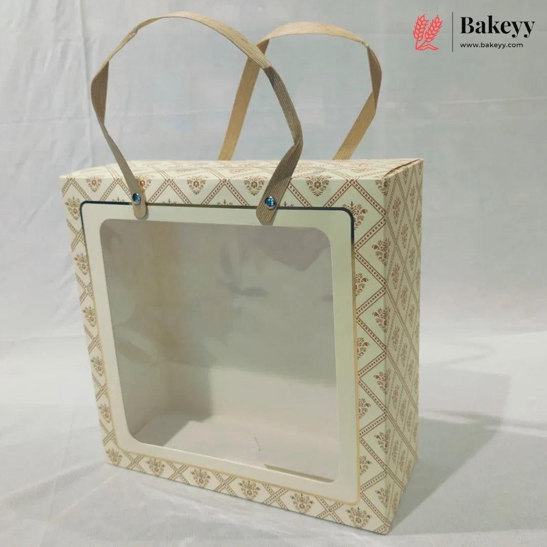 Designer Printed Gift Box Set of 3 | Transparent Window & Carry Handle | Premium Hamper Packaging