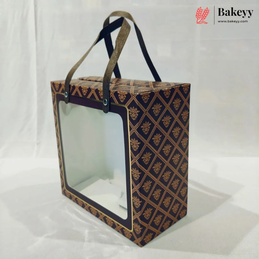 Designer Printed Gift Box Set of 3 | Transparent Window & Carry Handle | Premium Hamper Packaging