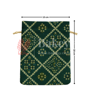 Bandhini Print Potli Bags | Perfect for Festive Gifting | Pack of 10 - Bakeyy.com - India - Bandhini Print Potli Bags | Perfect for Festive Gifting | Pack of 10 - Green / 13x18 cm 200.00