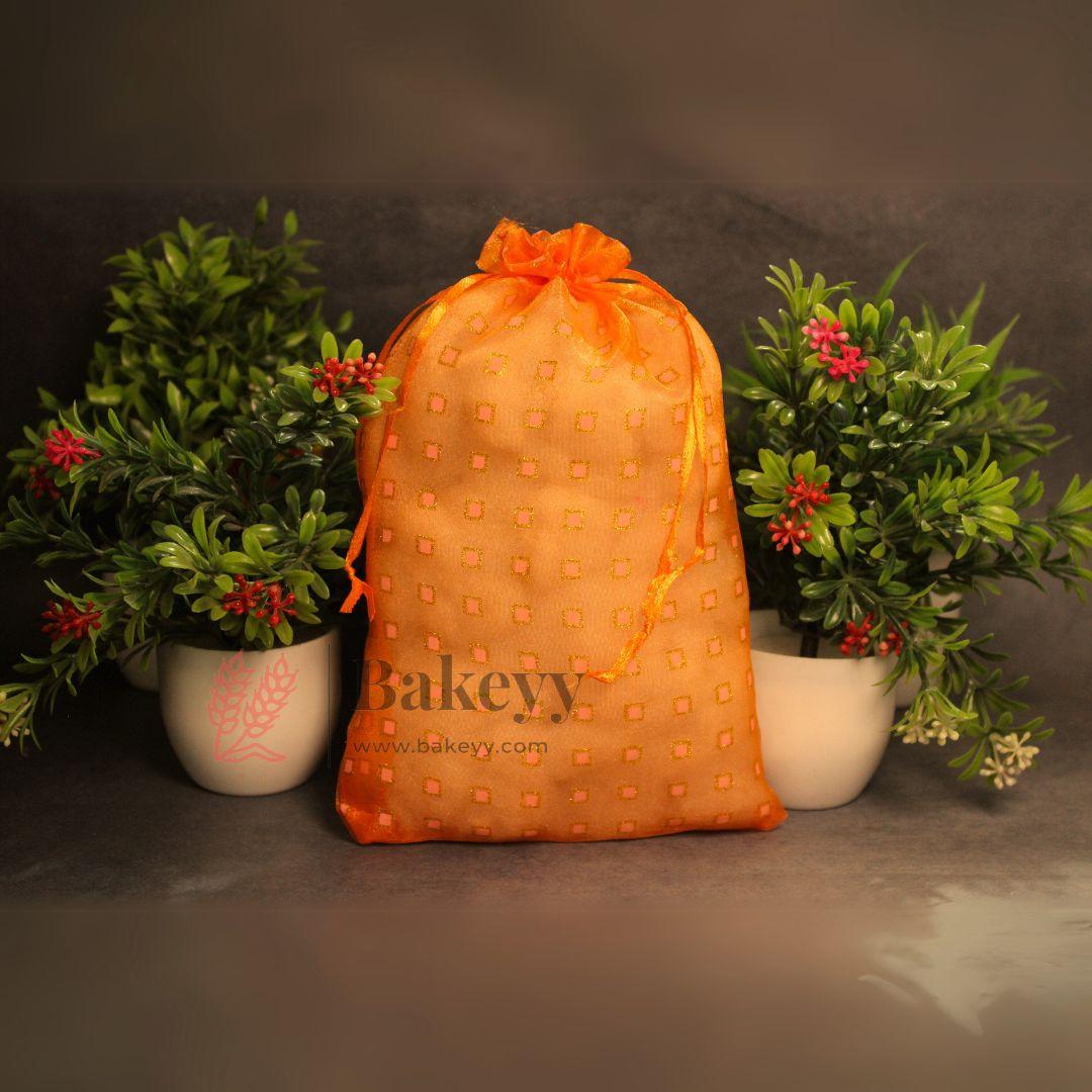 16x20 CM | Dotted Designs Organza Potli Bags | Pack of 50 | Orange Color | Candy Bag - Bakeyy.com - India - 16x20 CM | Dotted Designs Organza Potli Bags | Pack of 50 | Orange Color | Candy Bag - Default Title