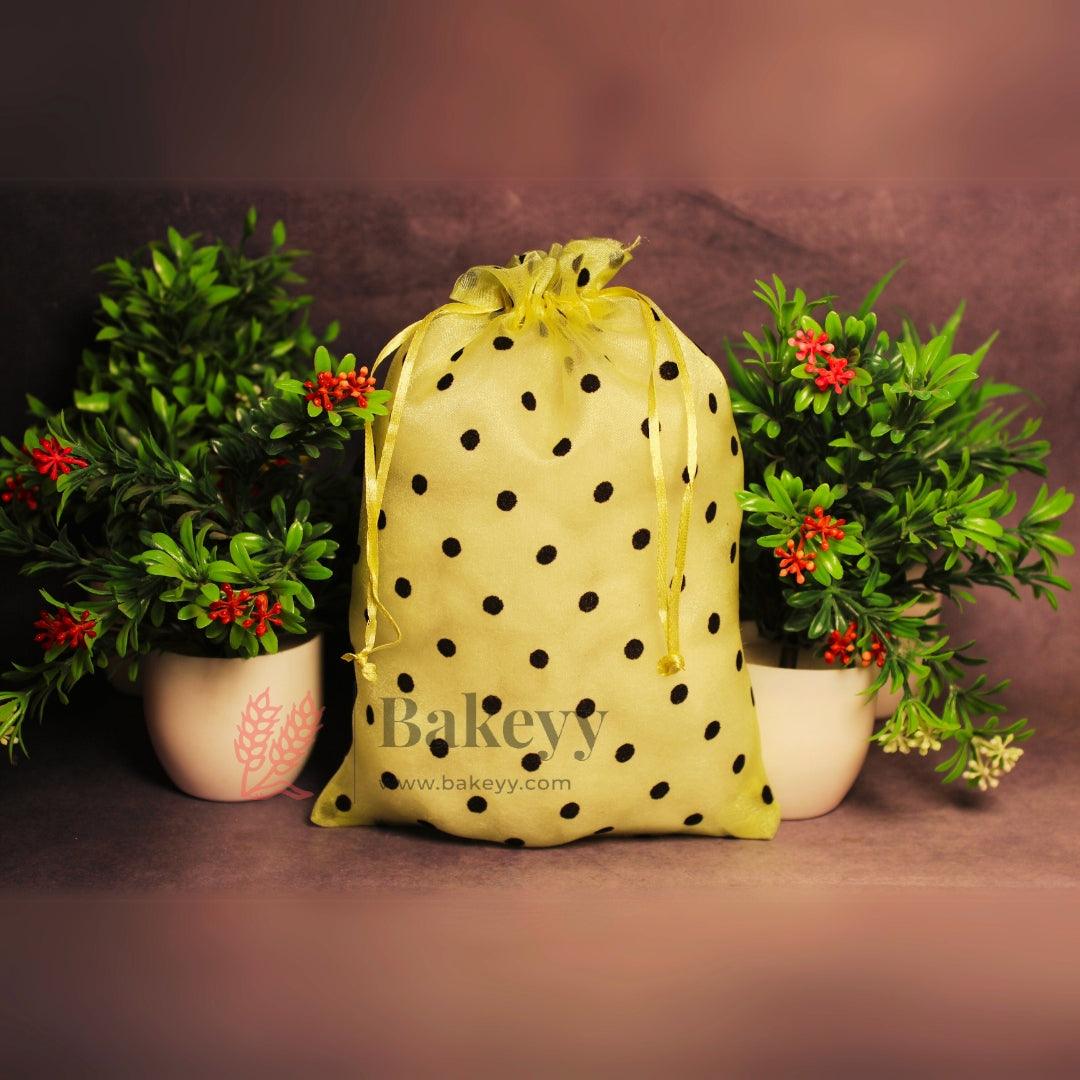 16x20 CM | Polka Dots Organza Potli Bags | Pack of 50 | Yellow Color | Candy Bag - Bakeyy.com - India - 16x20 CM | Polka Dots Organza Potli Bags | Pack of 50 | Yellow Color | Candy Bag - Default Title