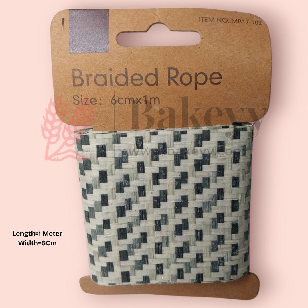 Black and White Braided Ribbon| Perfect for Gift Packaging, DIY Crafts| 1 Piece - Bakeyy.com - India - Black and White Braided Ribbon| Perfect for Gift Packaging, DIY Crafts| 1 Piece - Default Title