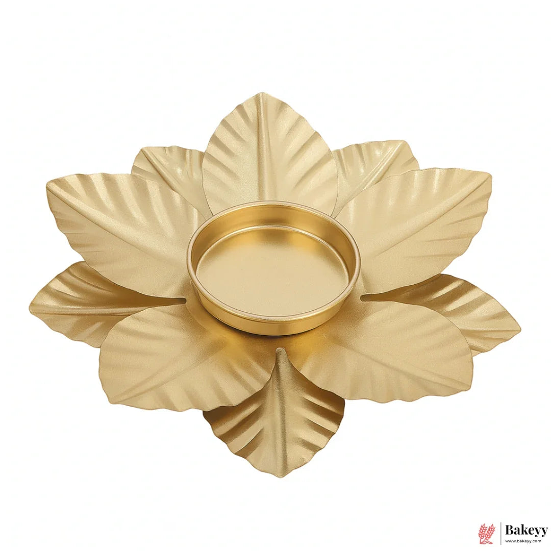 Gold Lotus Leaf Candle Holder | 1 Piece