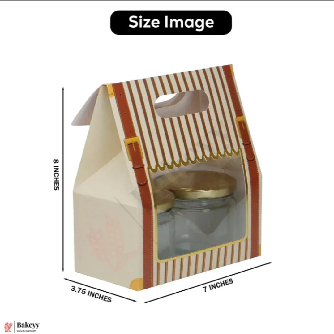 Premium 2-Cavity Window Gift Box | Empty Decorative Packaging Box | Pack Of 10 - Bakeyy.com - India - Premium 2-Cavity Window Gift Box | Empty Decorative Packaging Box | Pack Of 10 - 2 Jar