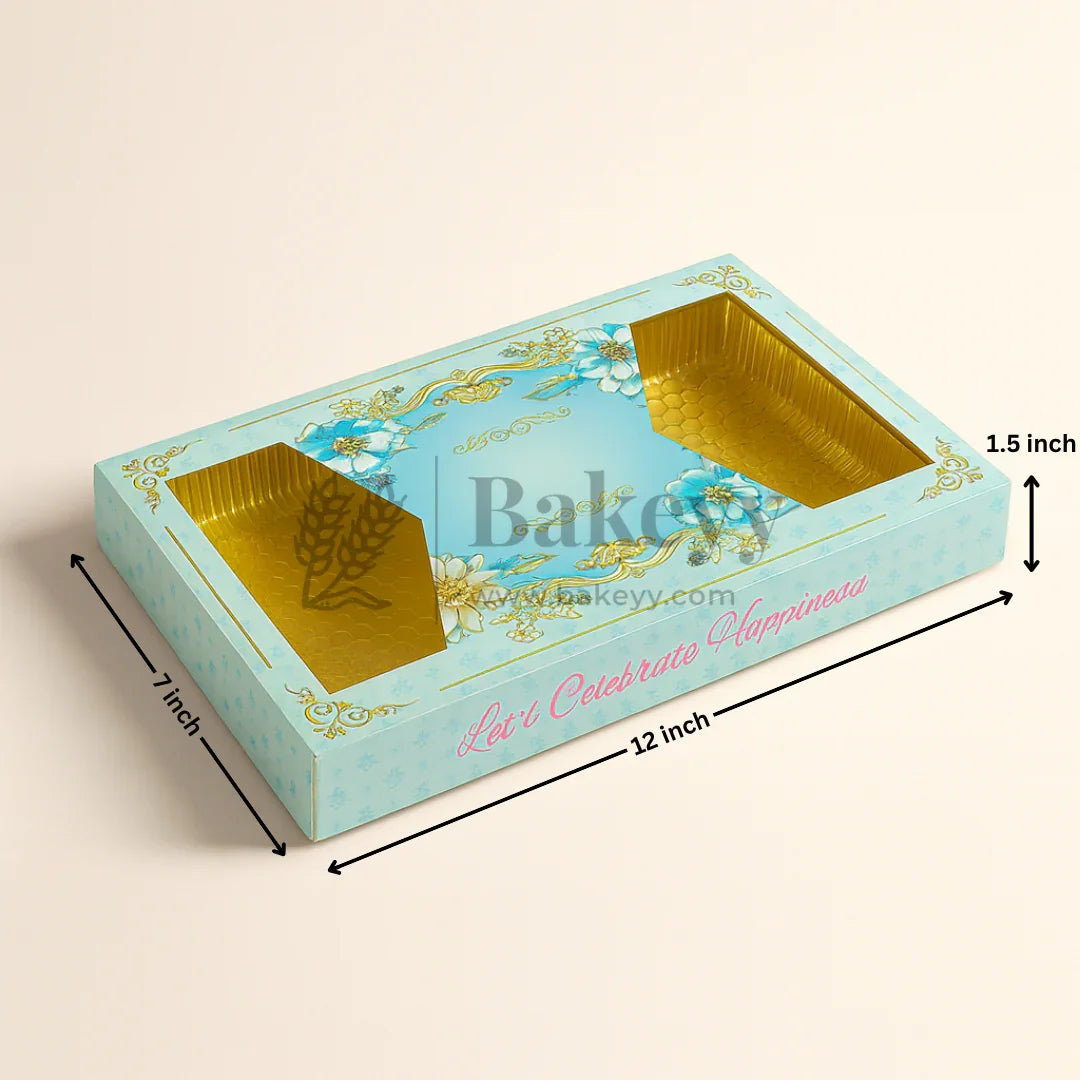One Kg Sweet Box | Light Blue Sweet Box with Golden tray | Pack of 10