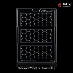 Mould 566 | 3 Cavity Honeycomb Chocolate Bar Mould for Handmade Chocolate Bars | Pack of 1