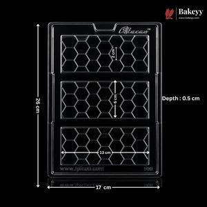 Mould 566 | 3 Cavity Honeycomb Chocolate Bar Mould for Handmade Chocolate Bars | Pack of 1