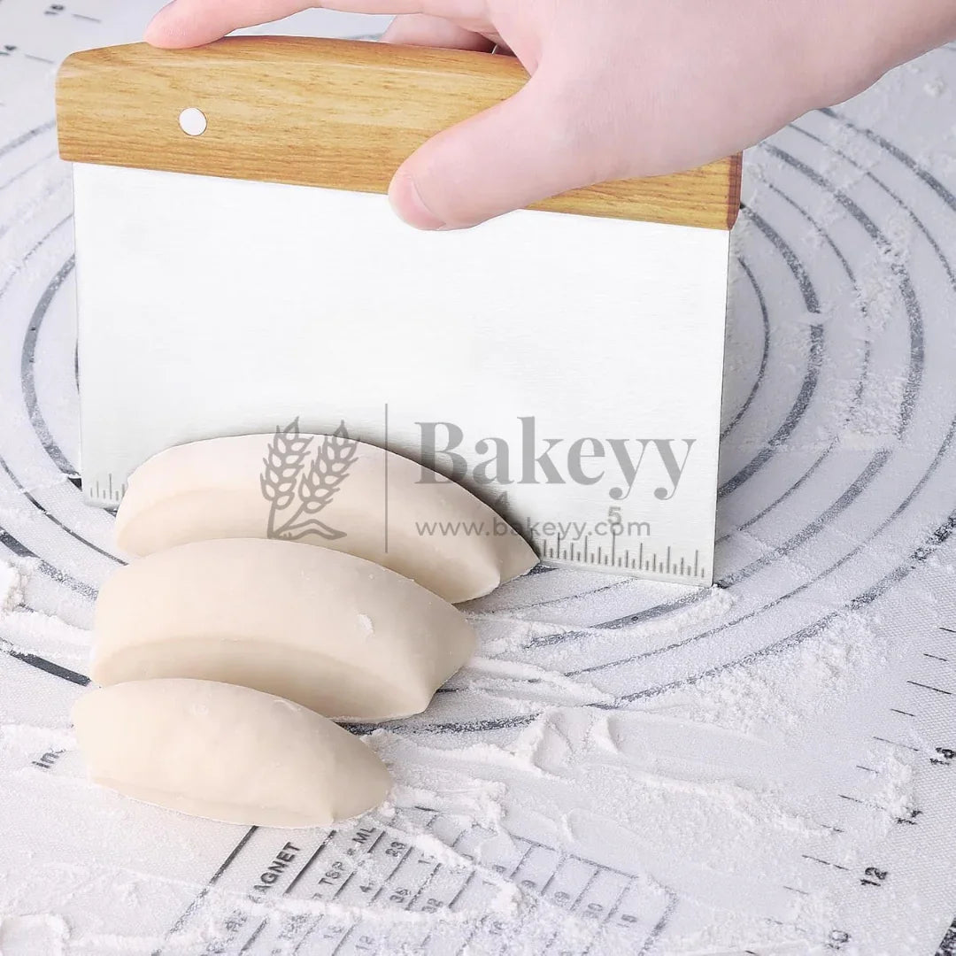 Wooden Handle Stainless Steel Dough Scraper | 1 Piece
