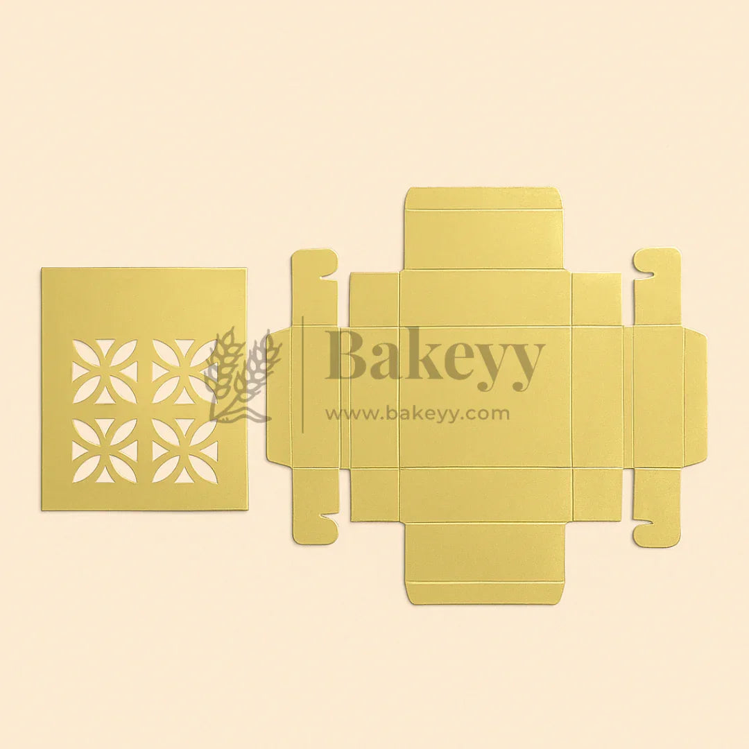 4 Cavity Gold Chocolate Box | Gift Box | Multipurpose Box | Pack of 50 - Bakeyy.com - India - 4 Cavity Gold Chocolate Box | Gift Box | Multipurpose Box | Pack of 50 - Default Title