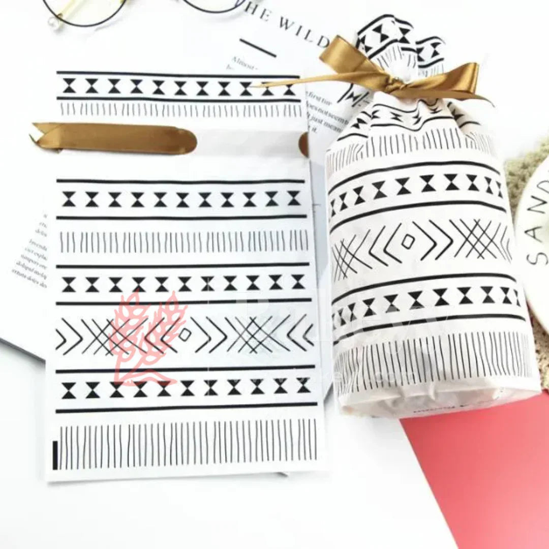 17.5x12 Cm | Boho Print Plastic Stand Up Treat Favor Bags Gift Wrapper Bags for Candy Cookie Chocolate | Pack of 50 - Bakeyy.com - India - 17.5x12 Cm | Boho Print Plastic Stand Up Treat Favor Bags Gift Wrapper Bags for Candy Cookie Chocolate | Pack of 50 - Default Title