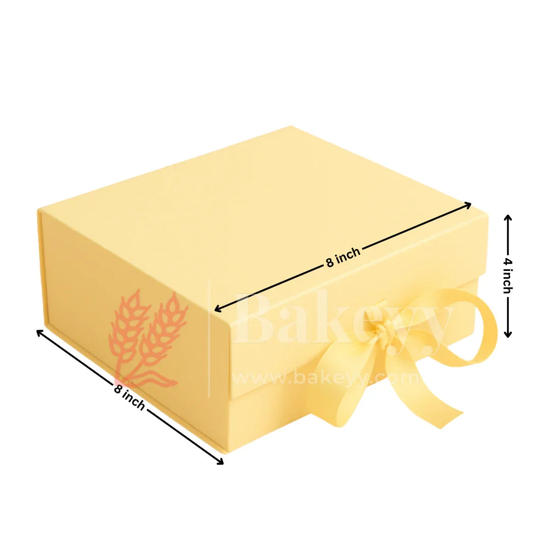 8x8x4 Inch | Light Yellow Collapsible Hamper Box | 1 Piece