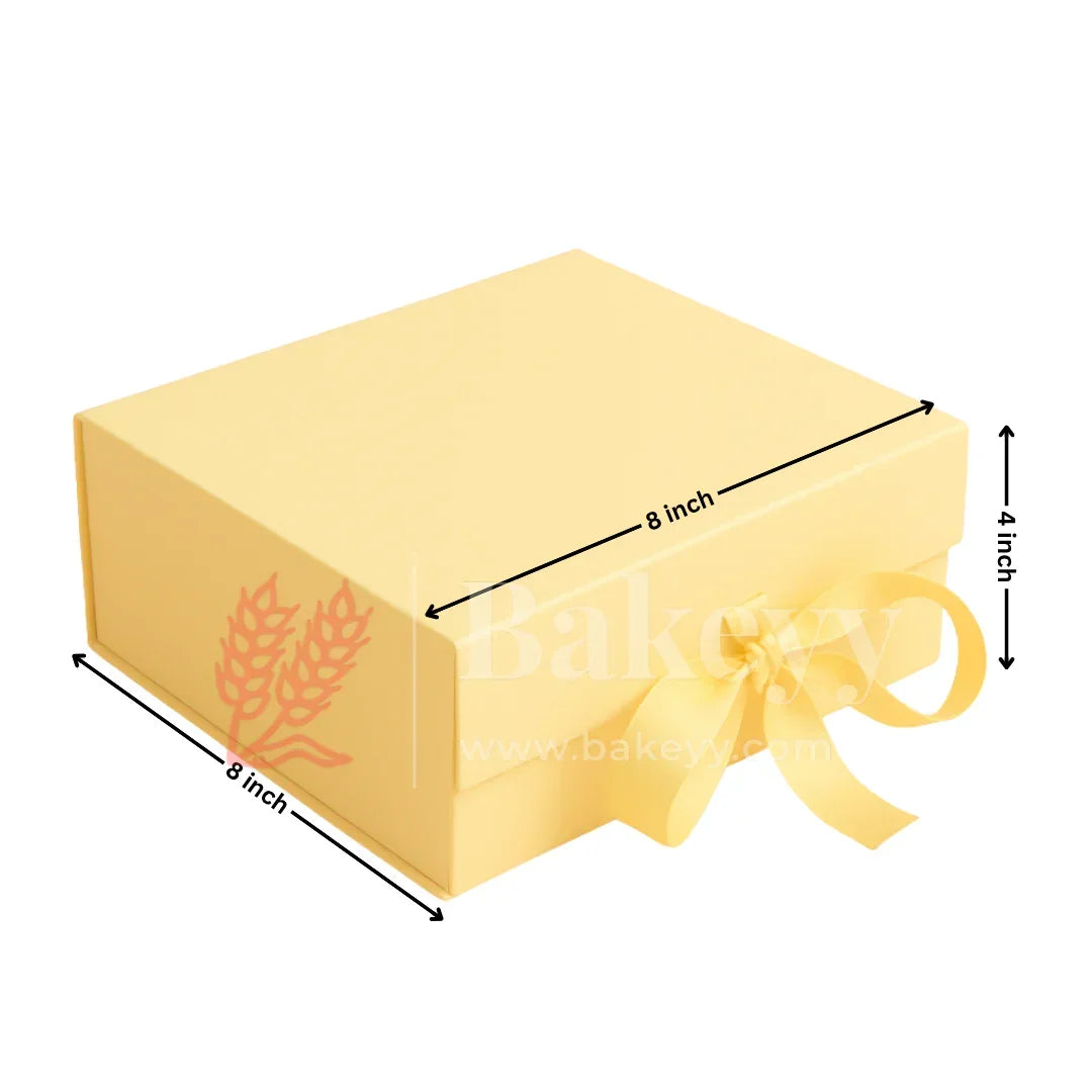 8x8x4 Inch | Light Yellow Collapsible Hamper Box | 1 Piece - Bakeyy.com - India - 8x8x4 Inch | Light Yellow Collapsible Hamper Box | 1 Piece - Default Title