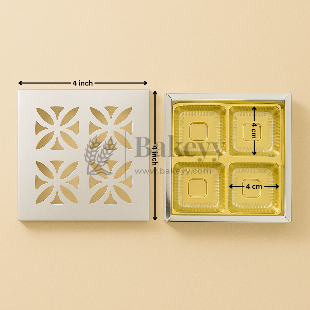 4 Cavity Silver Chocolate Box | Gift Box | Multipurpose Box | Pack of 10