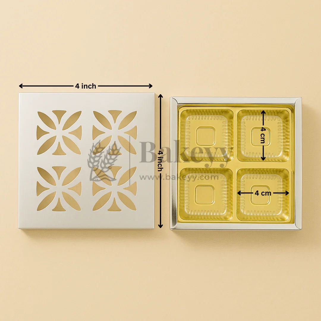 4 Cavity Silver Chocolate Box | Gift Box | Multipurpose Box | Pack of 10 - Bakeyy.com - India - 4 Cavity Silver Chocolate Box | Gift Box | Multipurpose Box | Pack of 10 - Default Title