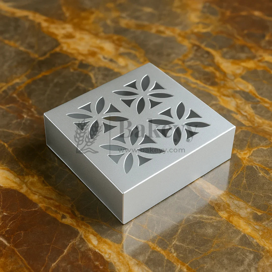 4 Cavity Silver Chocolate Box | Gift Box | Multipurpose Box | Pack of 10 - Bakeyy.com - India - 4 Cavity Silver Chocolate Box | Gift Box | Multipurpose Box | Pack of 10 - Default Title