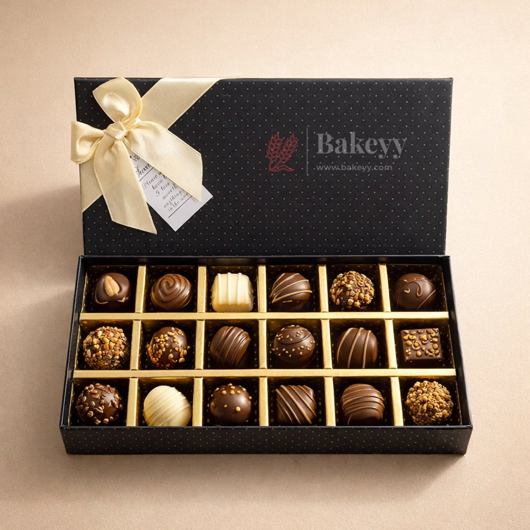 18 Cavity Hard Chocolate Box | Black Polka Dot Color | Pack of 1