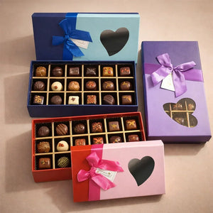 18CavityPremiumRigidChocolateBoxwithHeartWindow_Ribbon_6 - Bakeyy.com