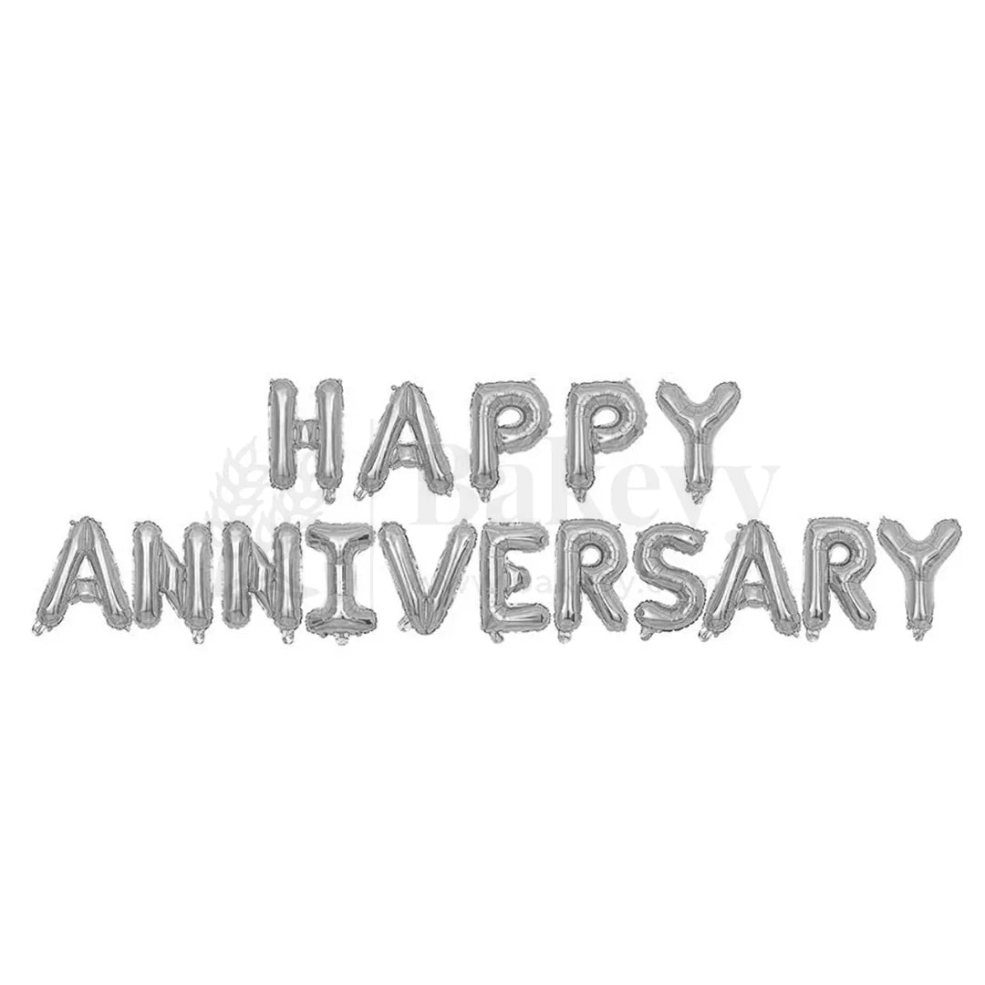 Silver Happy Anniversary Foil Balloon | 1 Piece - Bakeyy.com - India - Silver Happy Anniversary Foil Balloon | 1 Piece - Default Title