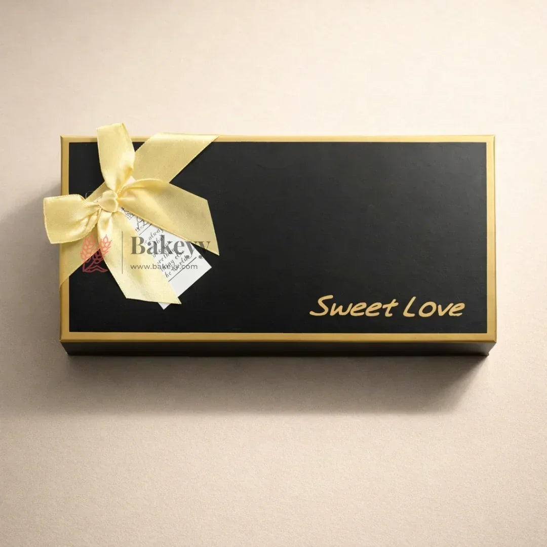 18 Cavity Hard Chocolate Box | Sweet Love Rigid Chocolate Gift Box with Ribbon | Premium Mithai & Chocolate Packing Box | Pack of 1 - Bakeyy.com - India - 18 Cavity Hard Chocolate Box | Sweet Love Rigid Chocolate Gift Box with Ribbon | Premium Mithai & Chocolate Packing Box | Pack of 1 - Black 119.00