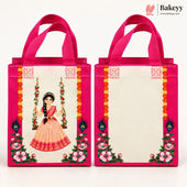Traditional Pichwai Printed Non-Woven Handle Gift Bag | 2 Designs | Multiple Colors | Pack of 25