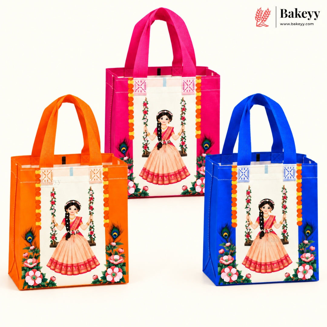 Traditional Printed Non-Woven Gift Bag with Handle | 2 Designs | Multiple Colours | Pack of 25