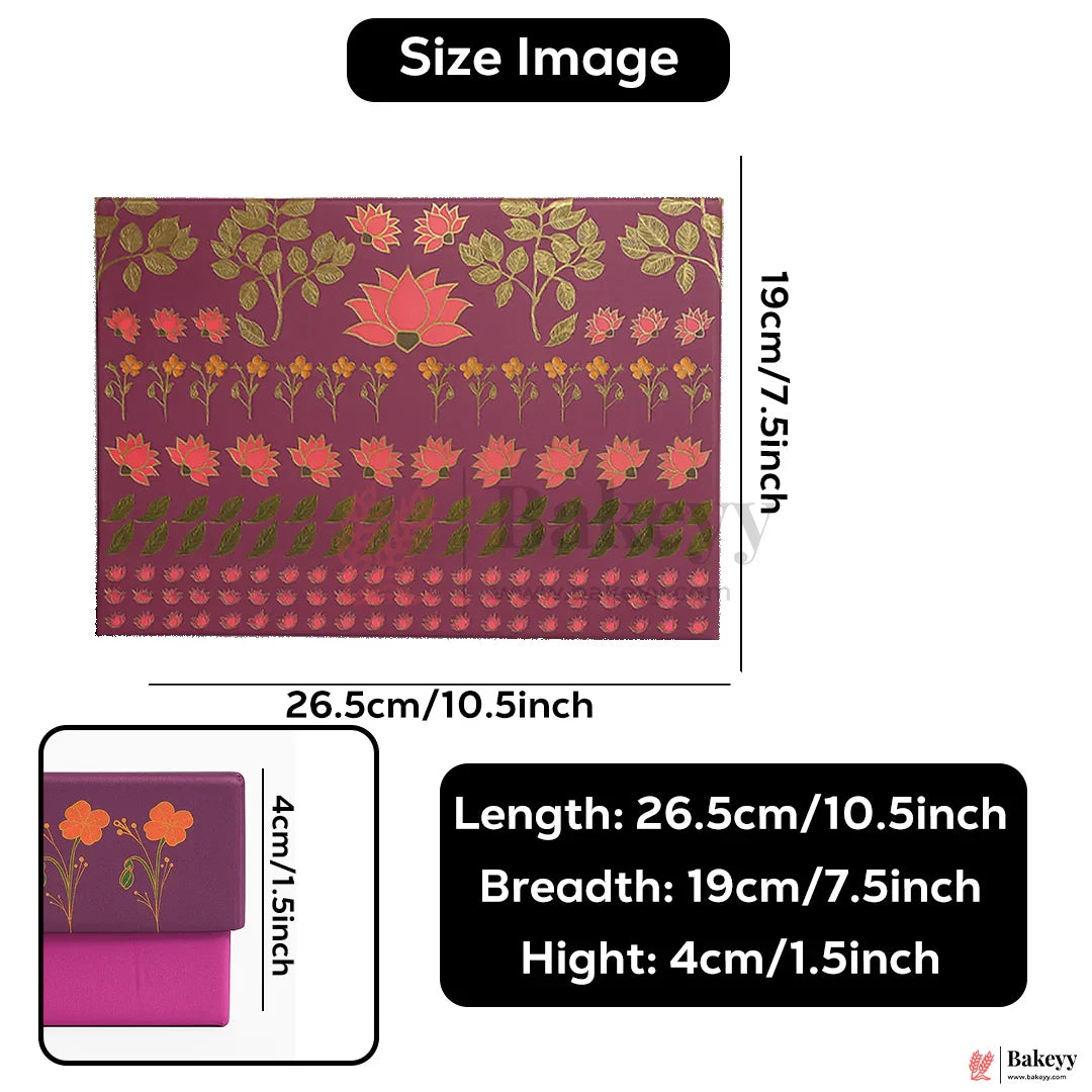 One Kg Sweet Box | 10.5x7.5x1.5 Inch |  Elegant Lotus Design Sweet Gift Box with Golden Tray 1 Piece