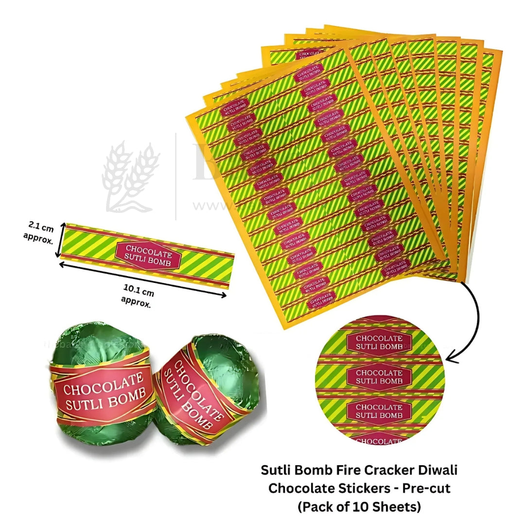 Chocolate Sutli Bomb Diwali Sticker | Pack of 10 Sheets