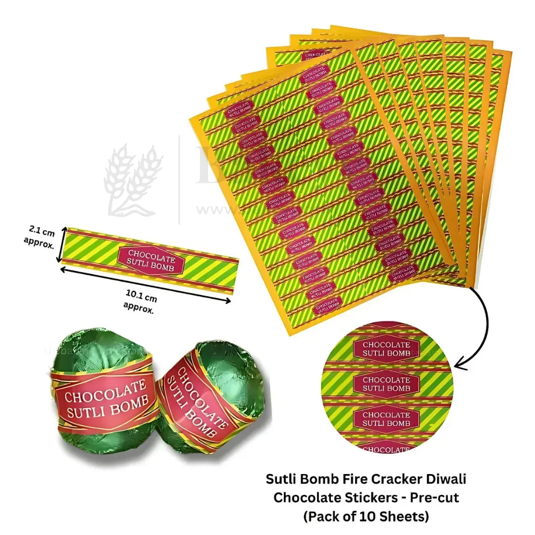 Chocolate Sutli Bomb Diwali Sticker | Pack of 10 Sheets