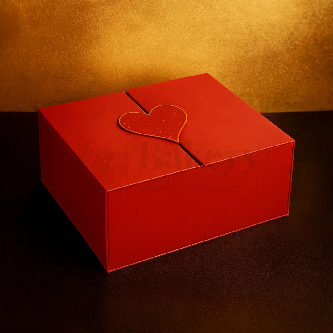 Red Colour Folding Gift Box with Heart| 1 Piece