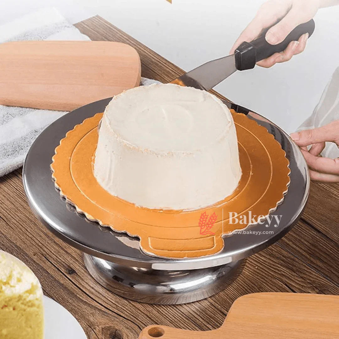 10 Inch Rotating Cake Stand |Stainless Steel | Elegant Round Cake Rotating Stand |1 Piece - Bakeyy.com - India - 10 Inch Rotating Cake Stand |Stainless Steel | Elegant Round Cake Rotating Stand |1 Piece - Default Title