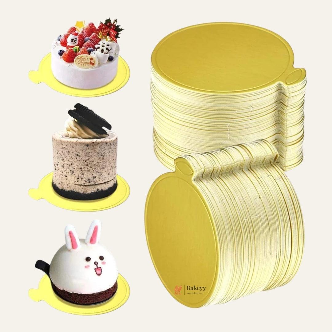 Round Gold Pastry Base – 8cm Diameter | Circular Cake Board with Tab | Ideal for Pastries & Mini Desserts | Pack of 100 - Bakeyy.com - India - Round Gold Pastry Base – 8cm Diameter | Circular Cake Board with Tab | Ideal for Pastries & Mini Desserts | Pack of 100 - Default Title