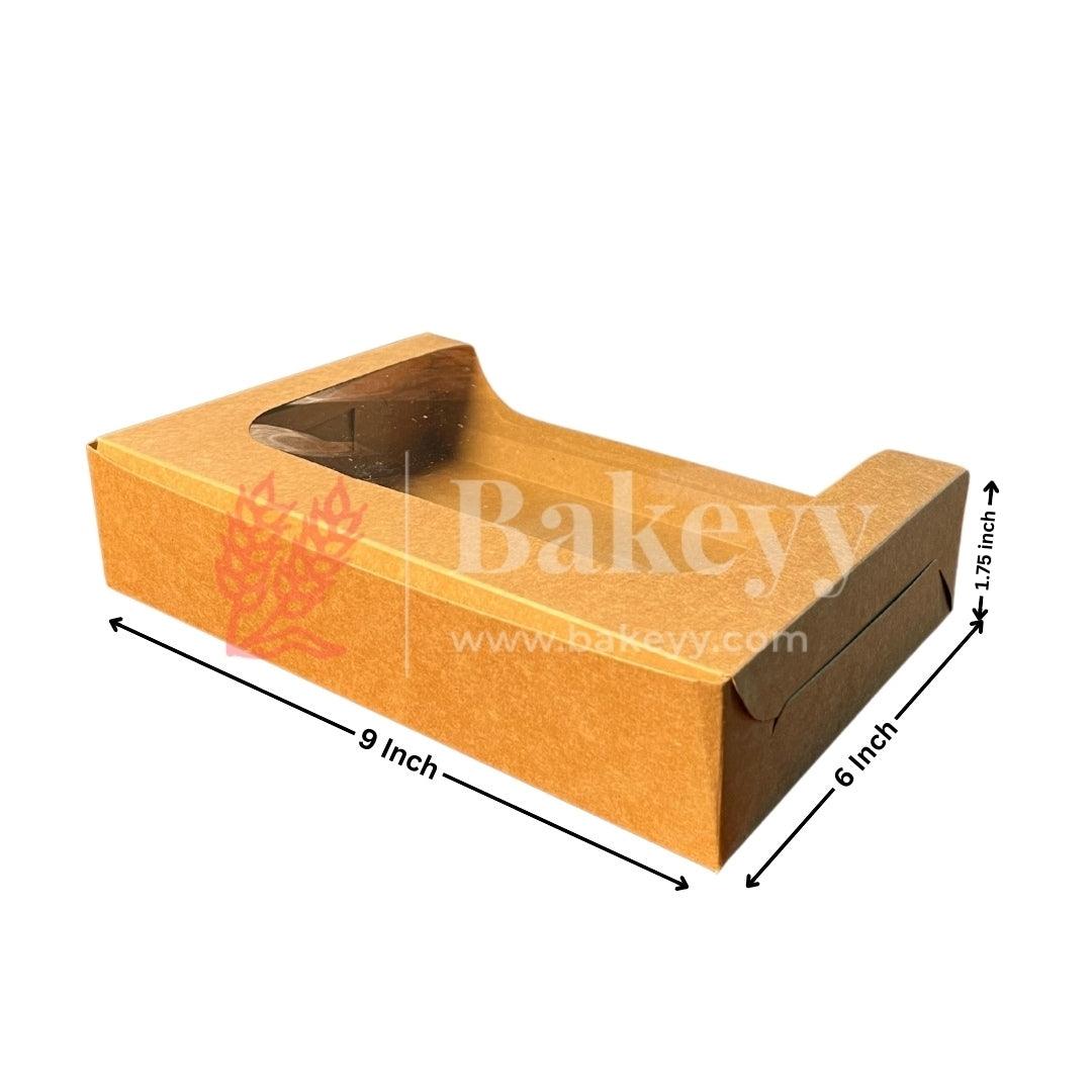 9 x 6 x 1.75 Inch 6 Brownie Box with L-Shaped Window - Kraft | Brownie gift box | Kraft dessert box | Goodie Box | Pack of 50 - Bakeyy.com - India - 9 x 6 x 1.75 Inch 6 Brownie Box with L-Shaped Window - Kraft | Brownie gift box | Kraft dessert box | Goodie Box | Pack of 50 - Default Title