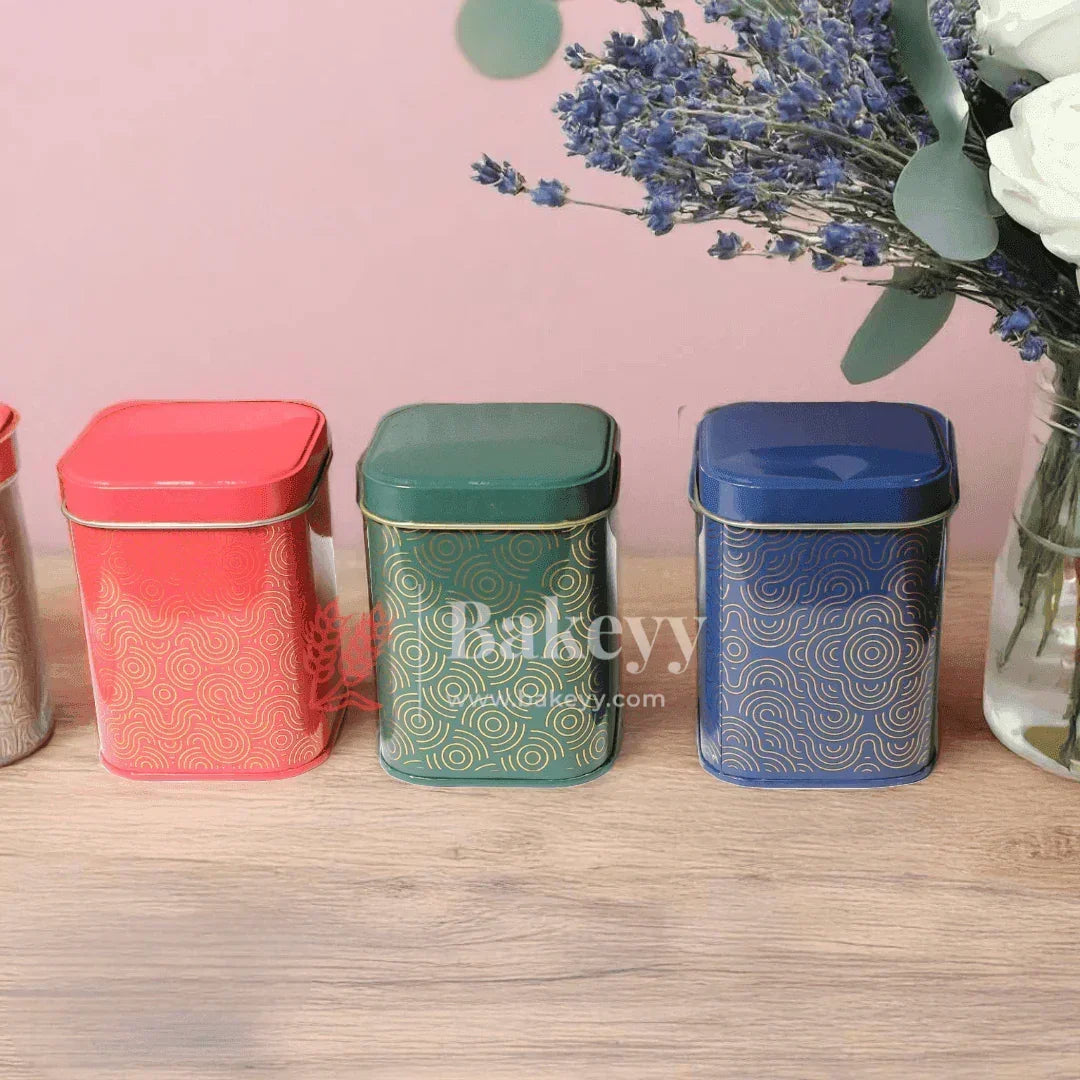Premium Square Decorative Tin Storage Containers || Vibrant, Modern Patterns || - Bakeyy.com - India - Premium Square Decorative Tin Storage Containers || Vibrant, Modern Patterns || - Red